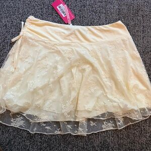 Beginning Boutique Stay Yellow Mesh Mini Skirt
